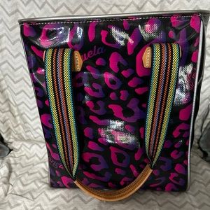 Consuela Chica  Tote pebbles purple leopard